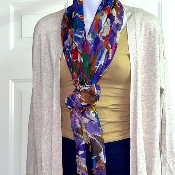 Torino Beautiful Bright Colorful Abstract Long Fashion Scarf - Picture 1 of 4